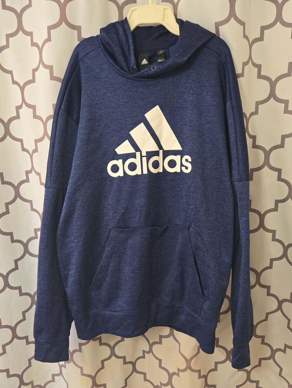 adidas Blue Pullover Hoodie with White Logo